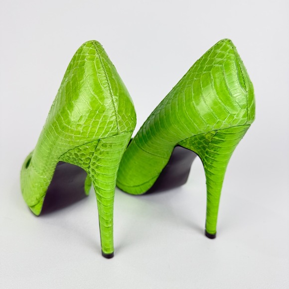 Lauren Ralph Lauren Kailee Green Size 7 Snakeskin Pointed Toe Stiletto Heel - Picture 11 of 12